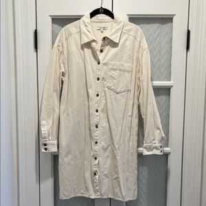 Madewell Ivory Corduroy Shirt Dress